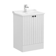 Vitra Root Groove 69339 Lavabo Dolabı, Kapaklı, 60 Cm,Yerden, Mat Açık Gri, Klasik Lavabolu